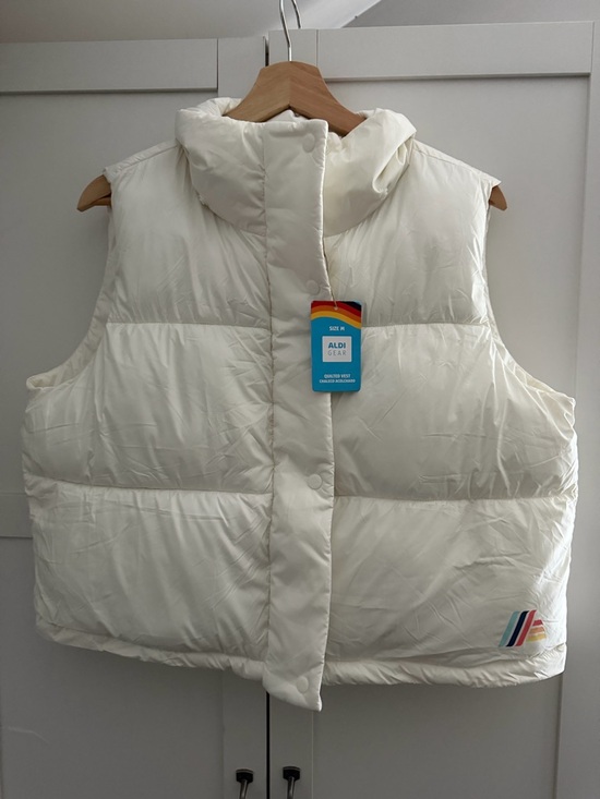 Aldi Jackets & Blazers - Aldi Gear Cream Puffer Vest with Hooded Collar